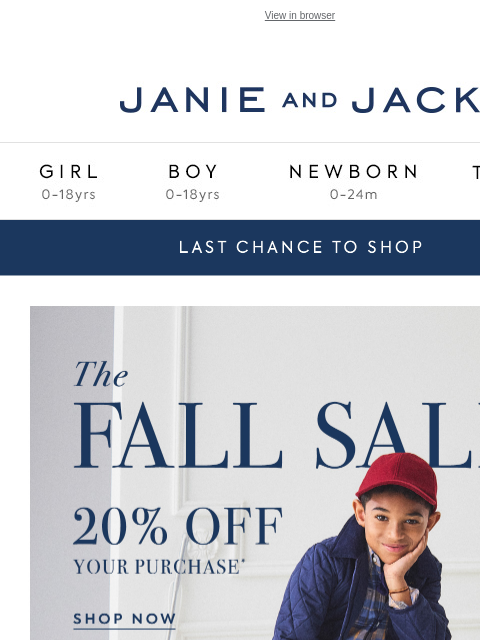 janieandjack newsletter: Final hours for our Fall Sale & free shipping