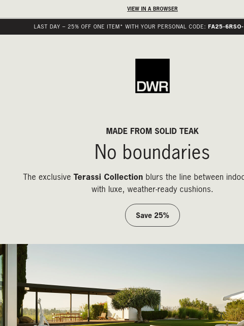 dwr newsletter: Don’t let the sun set on outdoor entertaining