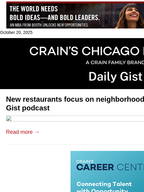 crainalerts newsletter: New restaurants focus on neighborhood regulars: Cr...