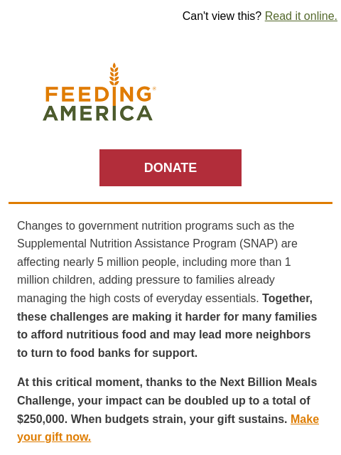 feedingamerica newsletter: I have an update about government nutrition progra...