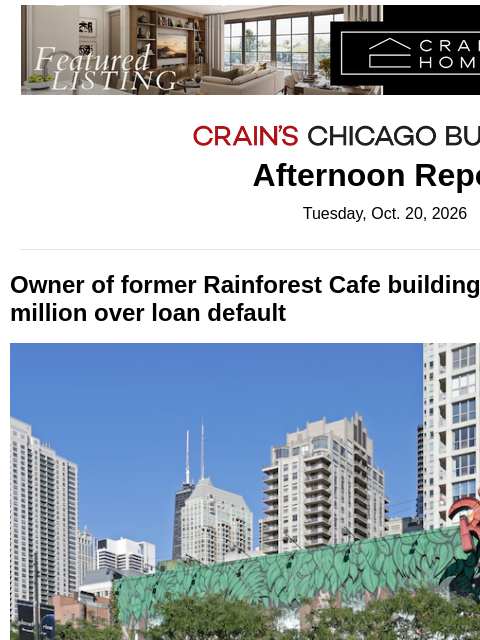crainalerts newsletter: Ex-Rainforest Cafe owner ordered to pay up