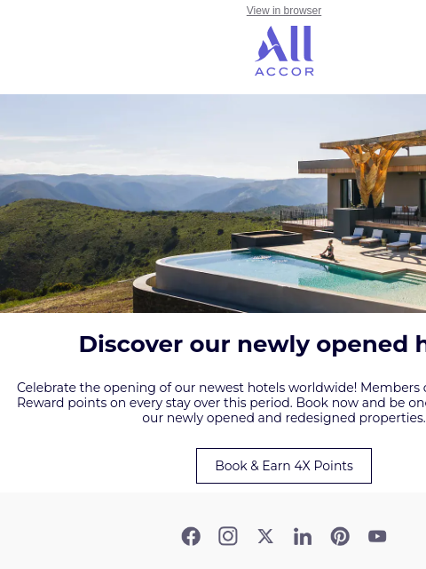 all newsletter: Stay in one of our new hotels across the world and...