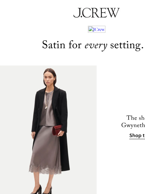 jcrew newsletter: Satin sets for every setting