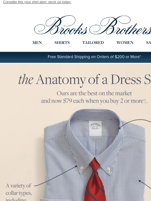 brooksbrothers newsletter: ENDS TODAY: Shirts $79, when you buy 2 or more