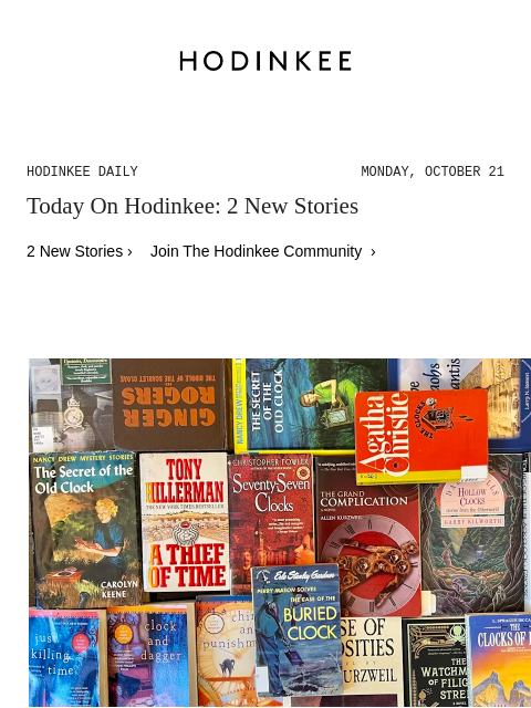 Today on Hodinkee... Happenings: Reading Time at HSNY: The Clockmaker In The Library With the Winding Key | Hodinkee Daily – Monday, October 21 | Today On Hodinkee: 2 New Stories 2 New Stories › Join