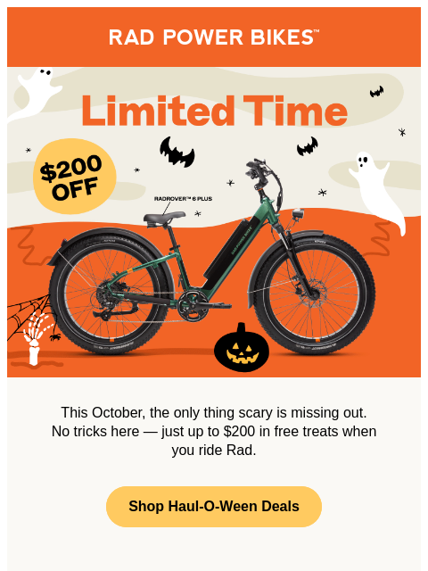 radpowerbikes newsletter: Trick or Treat Yourself to $200 in Spooky Savings ...