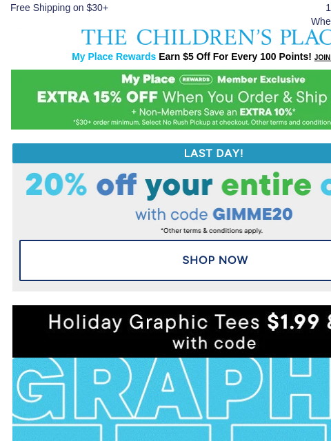 childrensplace newsletter: New Holiday Tees Just Dropped! 🎅