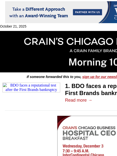 crainalerts newsletter: Bankruptcy tests Chicago auditor's reputation
