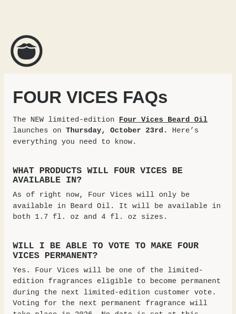 beardbrand newsletter: Everything You Need To Know About Four Vices