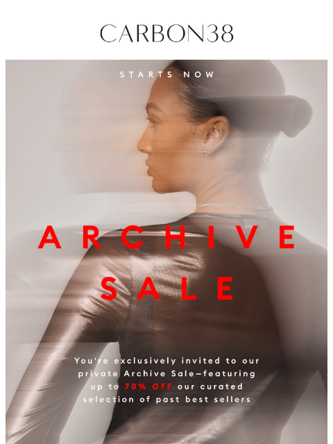 carbon38 newsletter: Starts Now: Up to 70% off