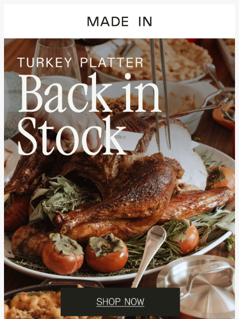 madeincookware newsletter: Back in Stock: Turkey Platter