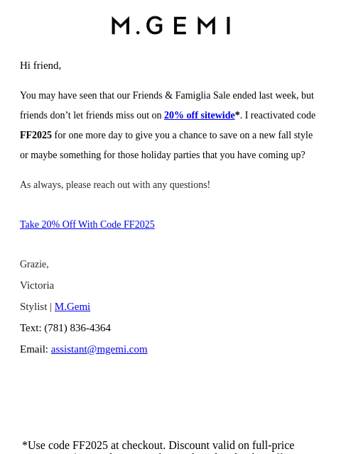 mgemi newsletter: Today Only: Our Sale Is Back On!