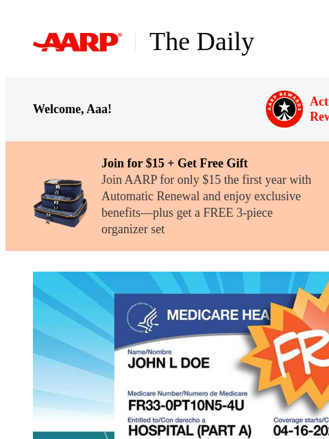 aarp newsletter: The Daily — 12 Things That You Can Get From Medica...