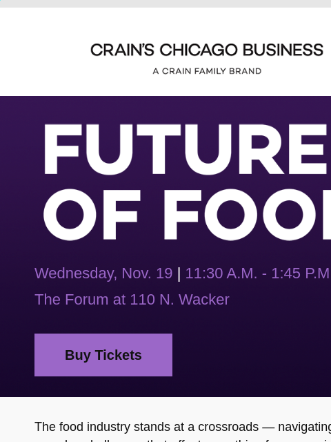 crainliveevents newsletter: How Food Industry Leaders Are Navigating Supply Ch...