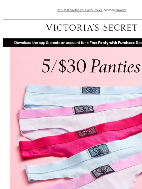 victoriassecret newsletter: Panties That Bring The Bling—5/$30