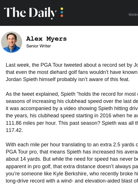 golfdigest newsletter: The danger of chasing distance