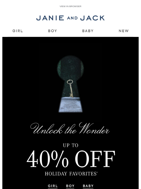 janieandjack newsletter: Up to 40% off new holiday looks for her