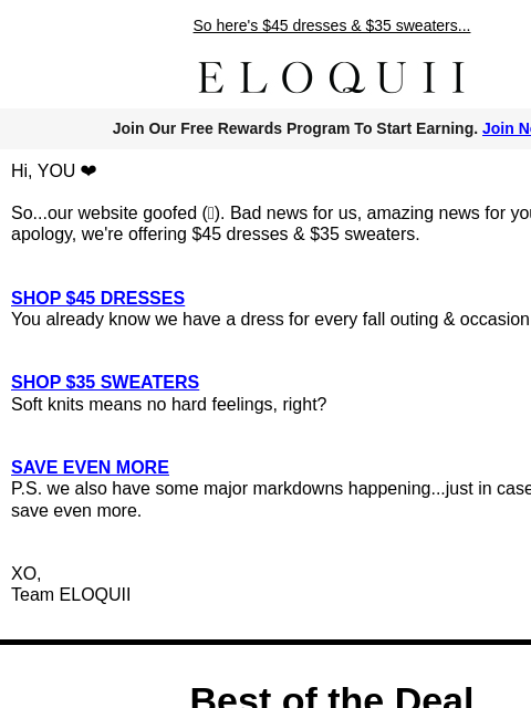 eloquii newsletter: OOPS...our site glitched 😬