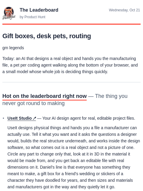 producthunt newsletter: 😸 Hold that thought