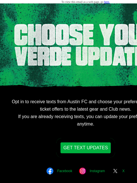 austinfc newsletter: Choose Your VERDE Text Updates