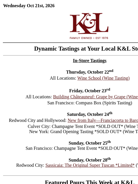 klwines newsletter: Explore Wine Color in Wine School, Châteauneuf Gra...