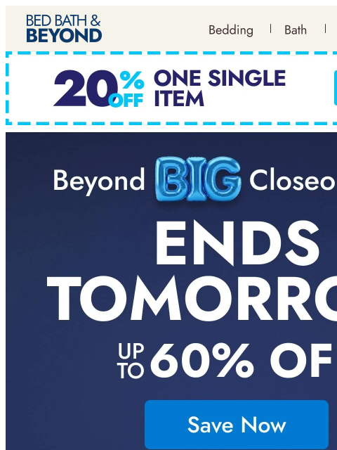 bedbathandbeyond newsletter: Ends tomorrow: Up to 70% off decor deals