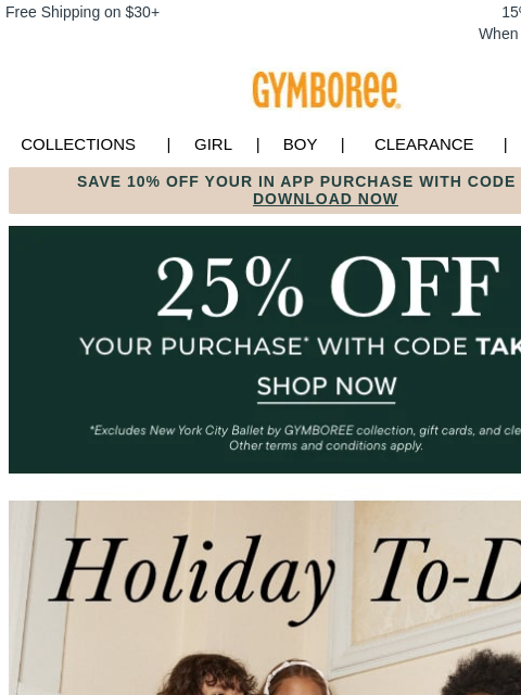 gymboree newsletter: New Outfits ๐ค *Every* Holiday To-Do