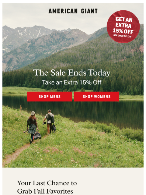 american-giant newsletter: Final hours for extra savings...