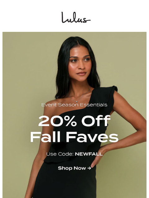 lulus newsletter: Fall Wedding 'Fits = 20% Off