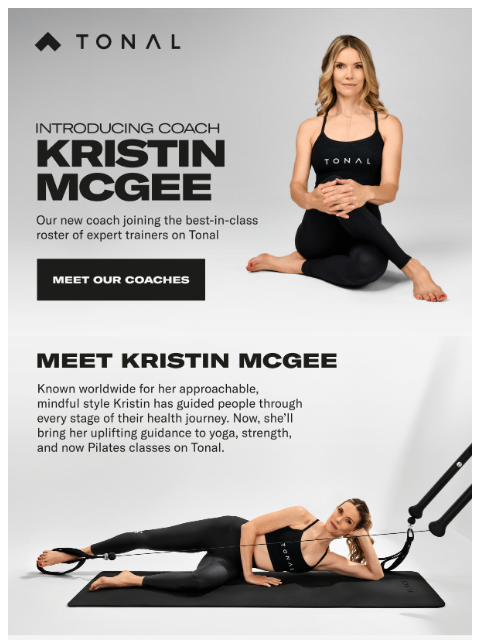tonal newsletter: Coach Kristin McGee joins our world-class lineup.