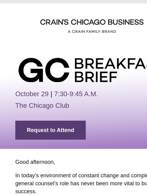 crainliveevents newsletter: [A Letter from the Publisher] Why This Year’s Gene...