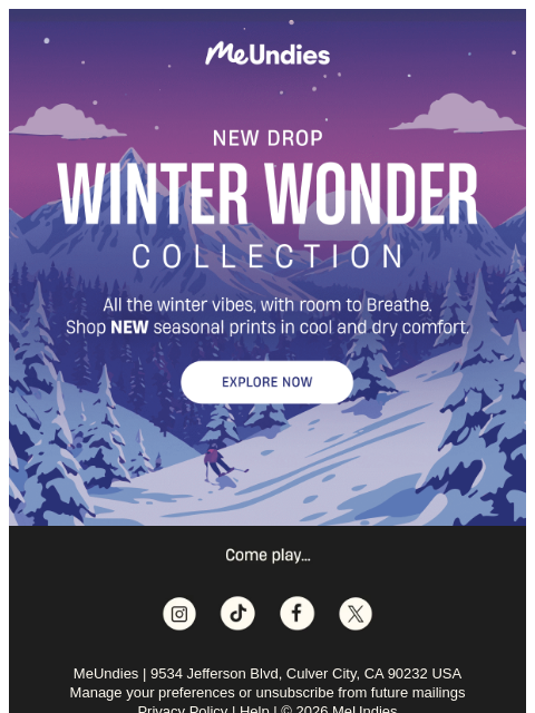 meundies newsletter: NEW DROP: Winter Wonder Collection ❄️⚡