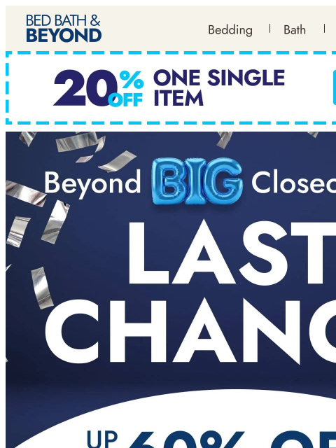 bedbathandbeyond newsletter: Last chance for up to 60% off