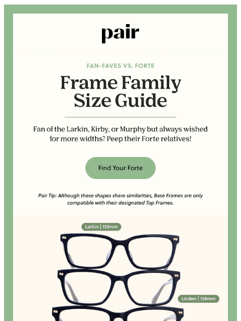 paireyewear newsletter: The Frame Family Size Guide👓