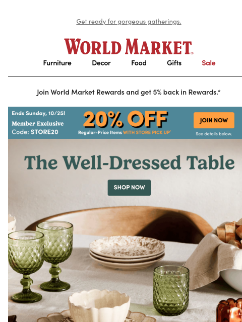 emailworldmarket newsletter: 🌟 Create your perfect tablescape!