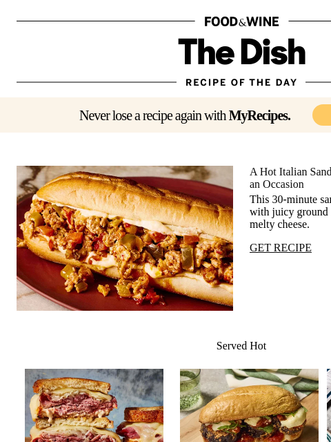 foodandwine newsletter: Hot Italian Sandwich