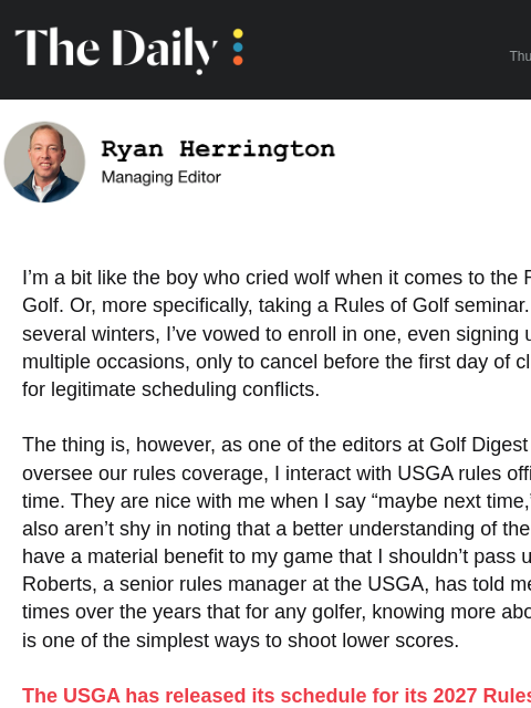 golfdigest newsletter: An easy golf fix for the offseason