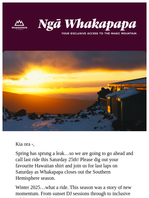 whakapapa newsletter: Your Maunga Update, 23rd Oct 2025 🏔️