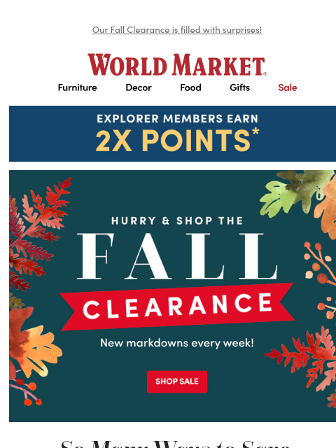 emailworldmarket newsletter: NEW. π MARKDOWNS. π HAPPENING. π NOW.Β