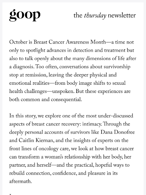 goop newsletter: the Thursday newsletter