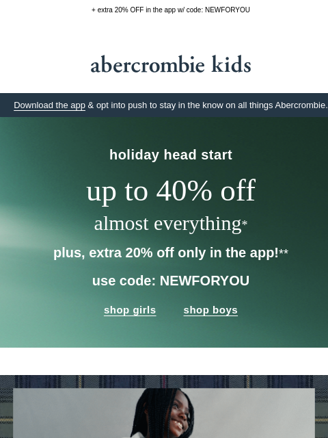 abercrombie newsletter: new sweats are your gifting head start