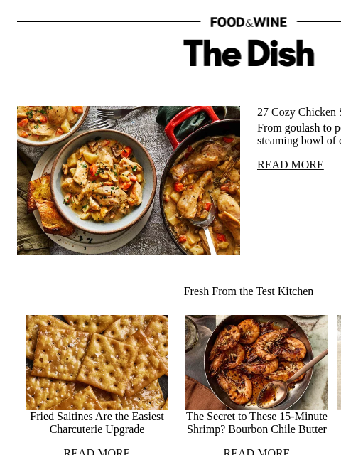 foodandwine newsletter: 27 Cozy Chicken Stews Worth Staying in For