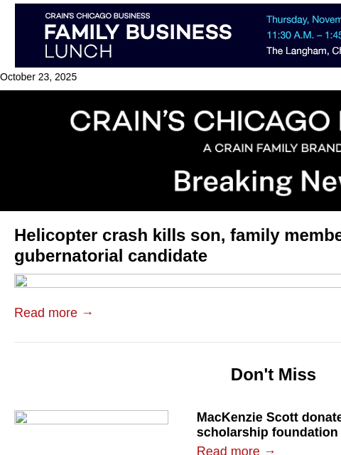 crainalerts newsletter: Darren Bailey family members killed in helicopter ...