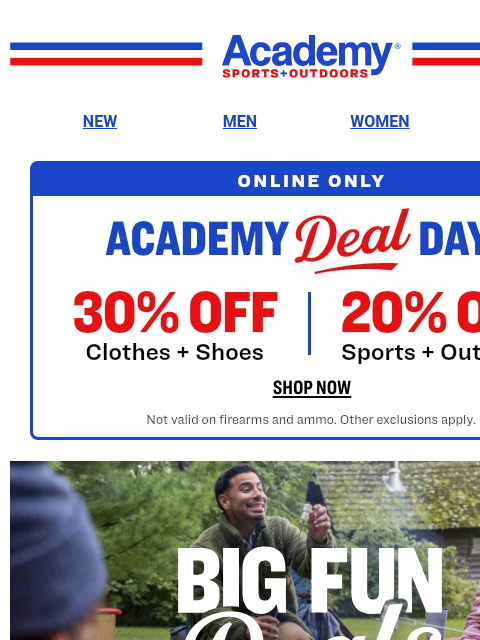 academy newsletter: Get 30% Off Clothes + Shoes, Online Only