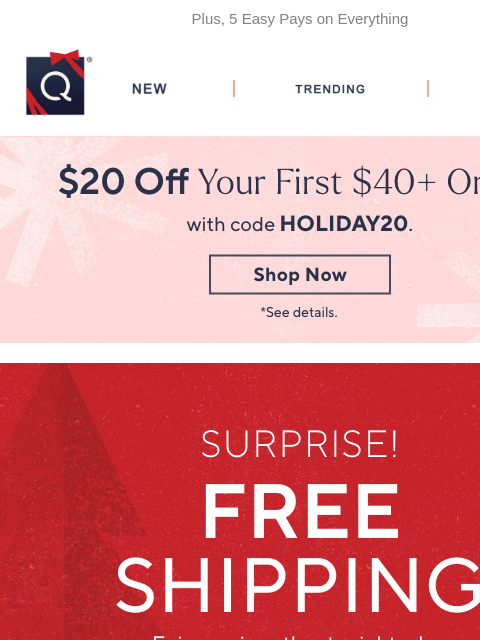 qvcemail newsletter: Surprise! Free Shipping Thru Tonight