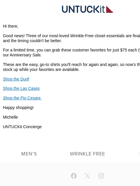 untuckit newsletter: They're Back! Your Wrinkle-Free Favorites Are Just...