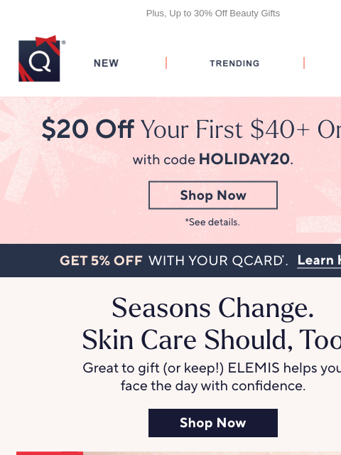 qvcemail newsletter: The ELEMIS Essentials & 5 Easy Pays + Get $20 Off
