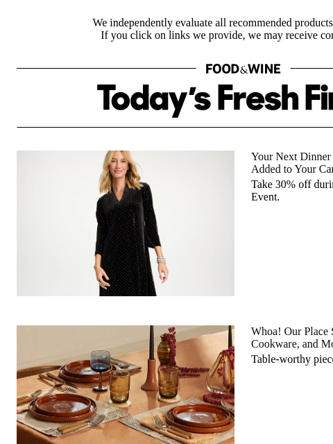 foodandwine newsletter: Whoa! Our Place Slashed Prices on Dinnerware, Cook...