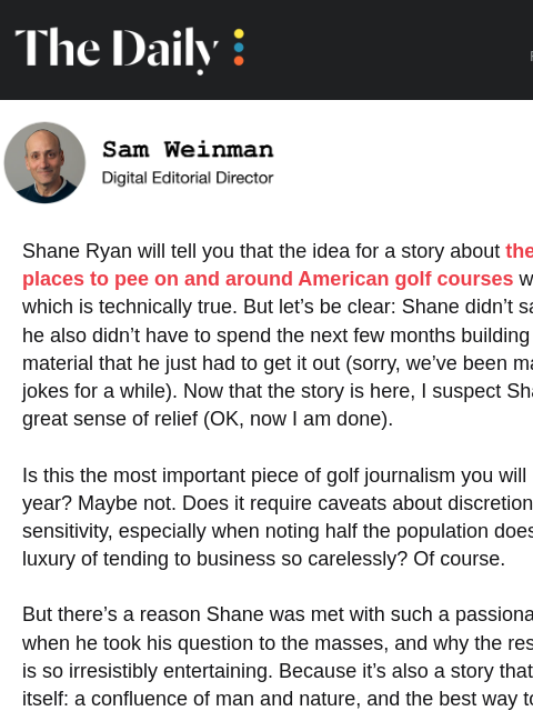 golfdigest newsletter: Yes, we went there