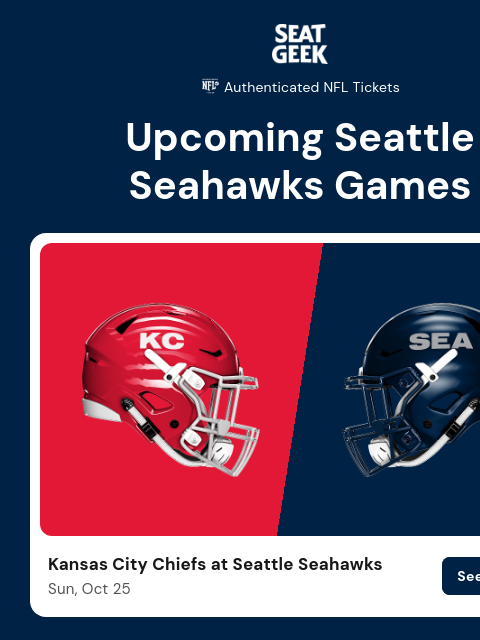 seatgeek newsletter: Seahawks vs Chiefs 🏈